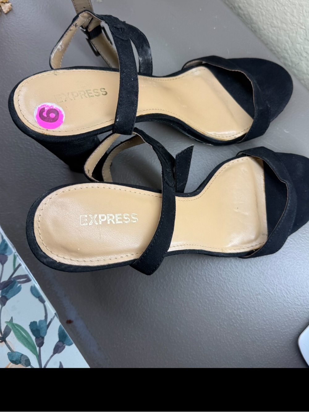 Express Black Open-Toe Ankle-Strap Heels